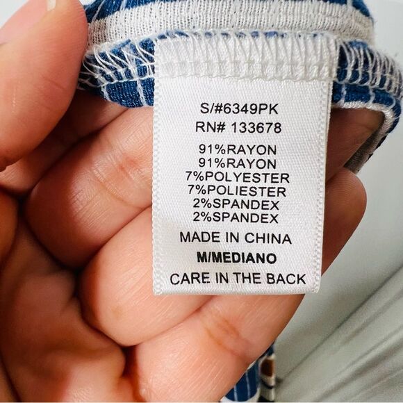 Love Tree Women's Cropped Palazzo Pants Blue/Brown Stripes Sz. Medium Wide Leg - Picture 7 of 8